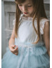 Ice Blue Ruffled Tulle Flower Girl Dress